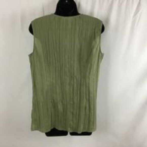 MYSTIQUE AURA Moss Green Sleeveless White Embroidered BOHO Tunic Size Pt. XL New - Picture 4 of 8